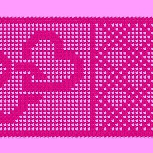 Plaid Chain Of Hearts Filet Crochet Table Topper Pattern Charts, Valentine&#39;s Day Gift, House Warming Gift, Instant PDF Pattern Download