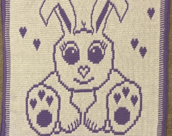 Bunny Baby Blanket Crochet Pattern: Overlay Mosaic  (Digital PDF)