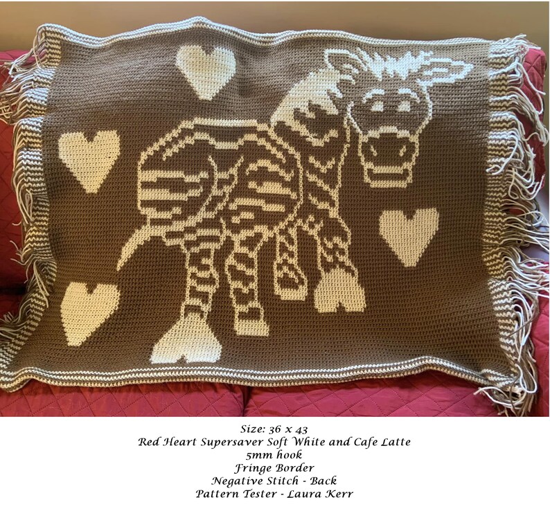 LovePrints Zebra Throw, Lapghan, Blanket, Overlay Mosaic Crochet Pattern and Charts, Digital PDF Pattern Download, Fun, home decor, Stripes image 4