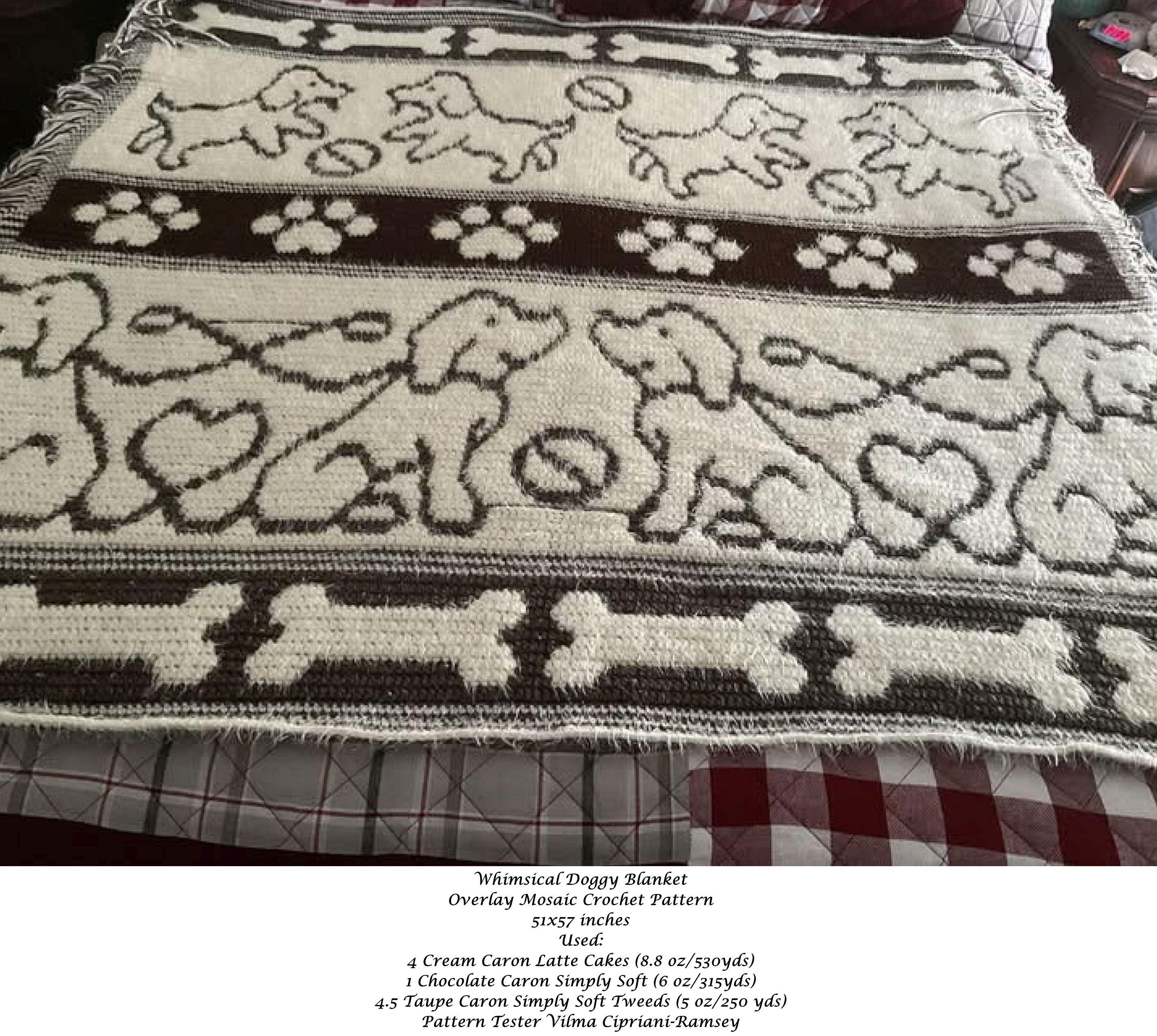 Whimsical Dog Blanket Crochet Pattern: Overlay Mosaic Chart & Written ...