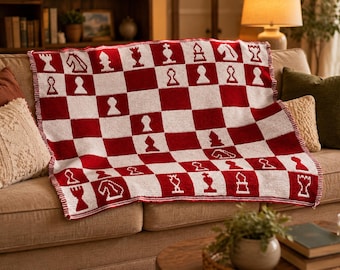 Chess Blanket Crochet Pattern, Overlay Mosaic, Queen Size Bed Topper
