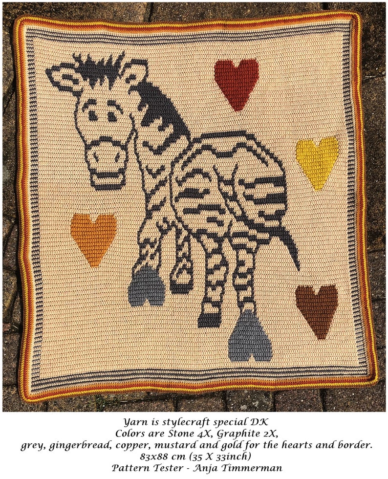 LovePrints Zebra Throw, Lapghan, Blanket, Overlay Mosaic Crochet Pattern and Charts, Digital PDF Pattern Download, Fun, home decor, Stripes image 1