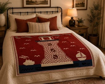Lighthouse Blanket Overlay Mosaic Crochet Pattern: Charts & Written (PDF Download)