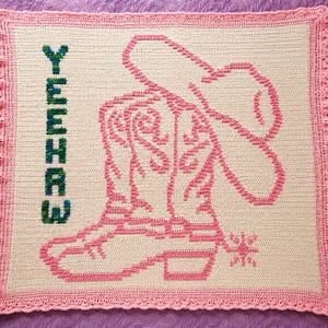 YeeHaw カウボーイブーツ ブランケット オーバーレイ モザイク かぎ針編みパターン