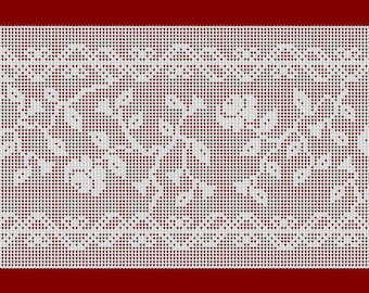 Rose & Birds Table Runner or Curtain, Filet Crochet, Pattern and Charts, Instructions, housewarming gift, gift for crocheter, heartwarming