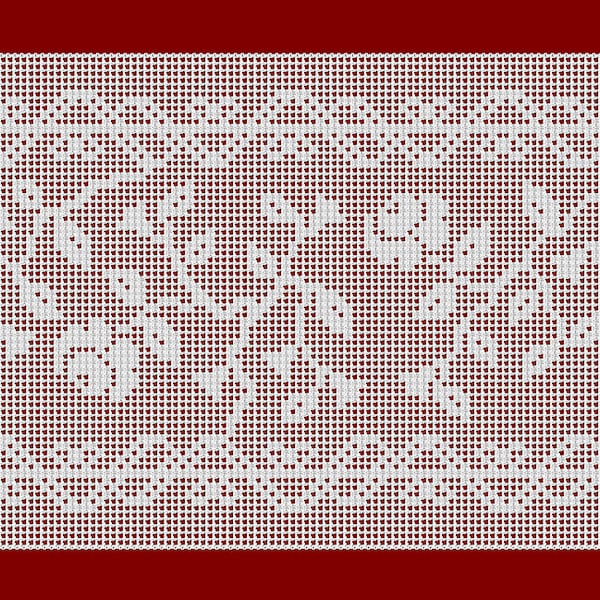 Rose & Birds Table Runner ou Rideau, Filet Crochet, Pattern and Charts, Instructions, cadeau de pendaison de crémaillère, cadeau pour crocheter, réconfortant