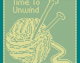 Time to Unwind Filet Crochet Pattern: Yarn & Needles Wall Decor (PDF Download)