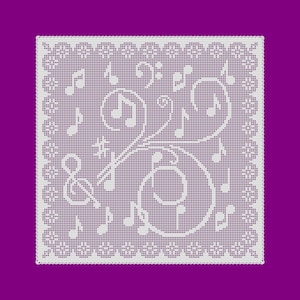 Music In The Mix Filet Crochet Table Topper Pattern (PDF Digital Download)