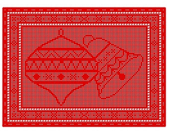 Christmas Ornament Table Topper Crochet Pattern: Filet Crochet (PDF Download)