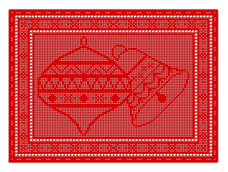 Instant Download Crochet Pattern, Christmas Ornament Table Topper, Filet Crochet, Charts and Instructions, Gift for Crocheter, Filet Crochet image 1