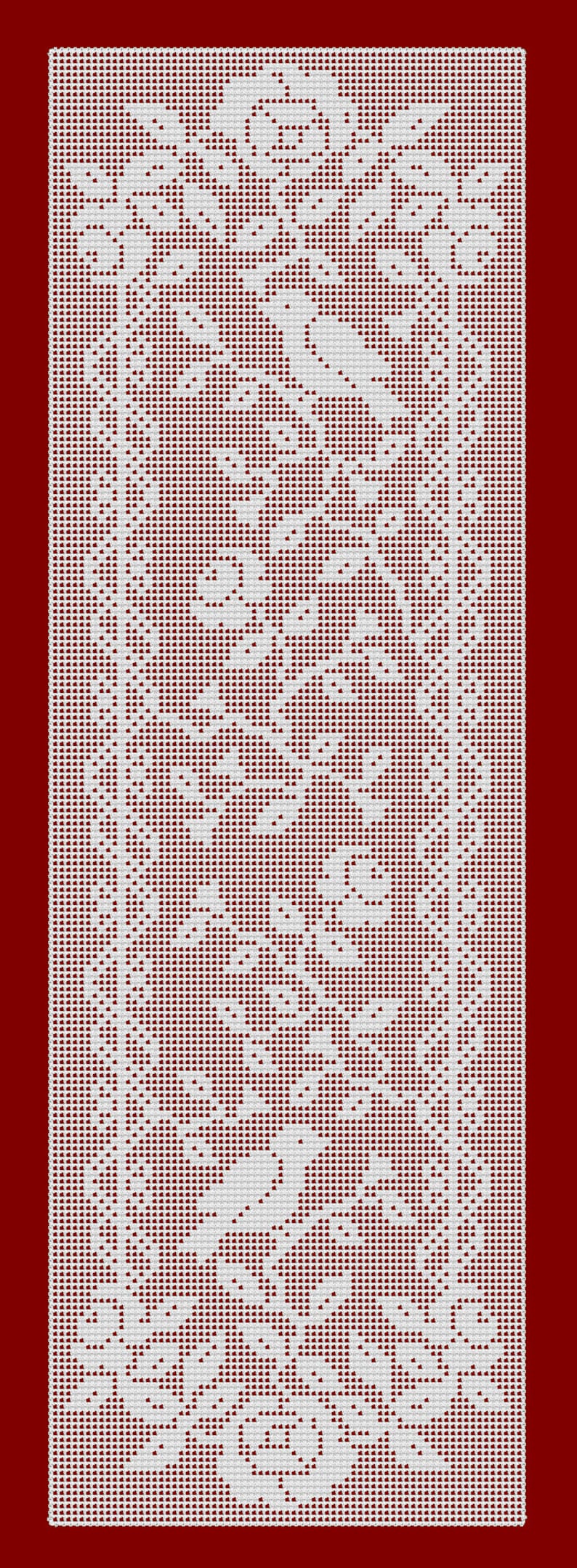 Rose & Birds Table Runner or Curtain, Filet Crochet, Pattern and Charts, Instructions, housewarming gift, gift for crocheter, heartwarming image 2