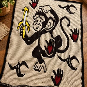 Monkey Blanket: Overlay Mosaic Crochet Pattern and Charts (Digital Download PDF)