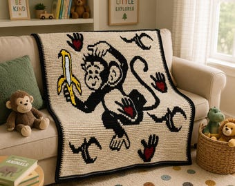 Monkey Blanket Crochet Pattern: Overlay Mosaic Afghan (Digital Download PDF)