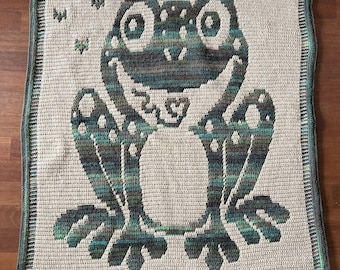 Froggy LovePrints Blanket Overlay Mosaic Crochet Pattern and Chart