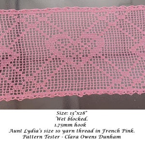 Plaid Hearts Table Runner Filet Crochet Pattern, Instant PDF Download, Filet Crochet, Written Instructions, Grid graph chart, Stitch chart