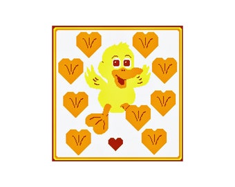 Ducky Loveprints  baby blanket toddler lapghan crochet pattern, PDF Instant Digital Download, Basic Crochet Stitches, Duck footprints