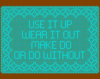 Use it Up Filet Crochet Wall Decor Pattern and Charts, Instant Digital PDF Pattern Download, Inspirational Table Topper, Simple Stitches