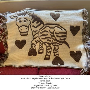 LovePrints Zebra Throw, Lapghan, Blanket, Overlay Mosaic Crochet Pattern and Charts, Digital PDF Pattern Download, Fun, home decor, Stripes image 3