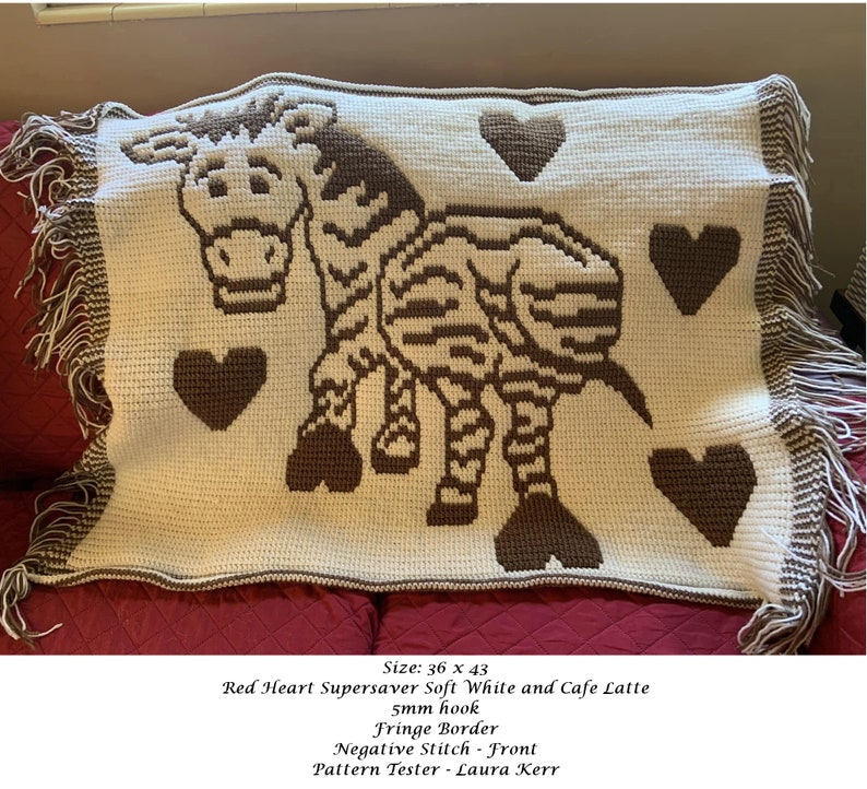 LovePrints Zebra Throw, Lapghan, Blanket, Overlay Mosaic Crochet Pattern and Charts, Digital PDF Pattern Download, Fun, home decor, Stripes image 3