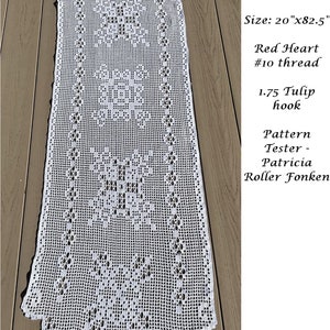 Mönster för virkad filé i snöflinga-mittstycke: Vintermatbordslöpare (PDF-nedladdning)