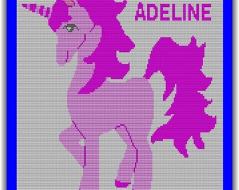 Unicorn Lapghan Crochet Pattern: Child Size Blanket, Custom Name (Digital PDF)