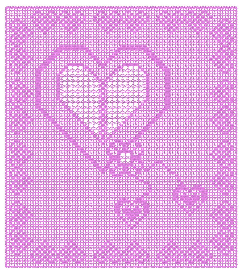 Heart Strings, PDF Instant Download Pattern and Charts, Filet Crochet