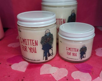 Bernie Candle.  S-mitten for you. Valentine's day candle. Gift for her. Gift for him. Bernie Inauguration. Bernie Mittens. Soy candle.
