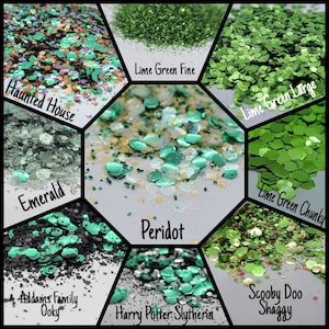 Paillettes biodégradables. Paillettes vertes biodégradables.