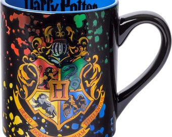 Harry Potter Hogwarts Full Crest 14oz Laser Etched Holographic Ceramic Mug