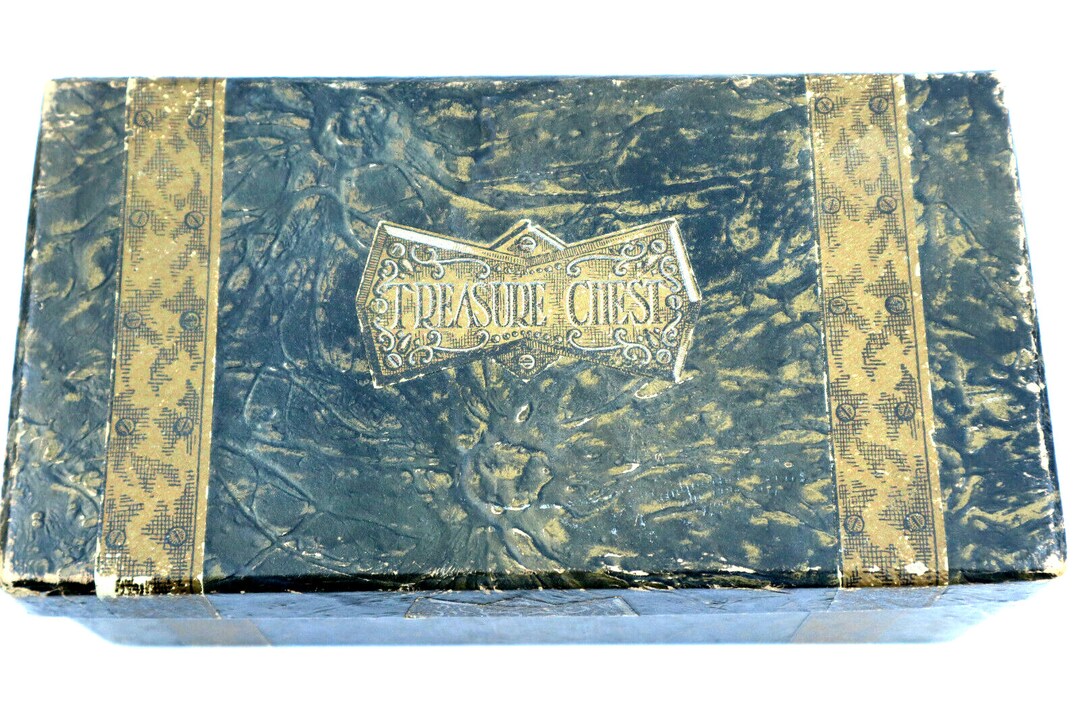 Vintage Cardboard Treasure Chest Dresser Storage Box 11 X 6 Pirate Treasure Etsy