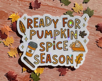 Pumpkin Spice Season Fall Themed Sticker: Trendy Autumn Cozy Vibes Vinyl Decal