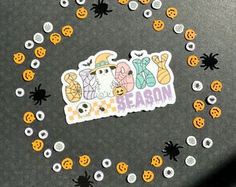 Spooky Season Ghost Vinyl Sticker: Halloween Laptop Decal
