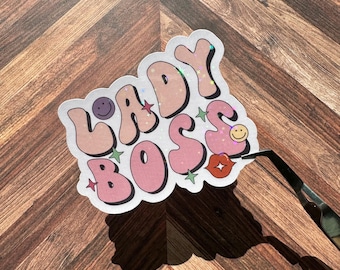 Lady Boss Holographic or Matte Sticker: Girl Power Feminism Vinyl Decal