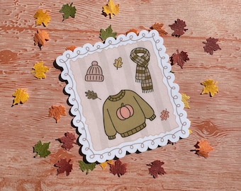 Fall Sweater Weather Sticker: Coquette Autumn Vinyl Decal
