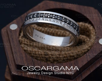 Gentleman wedding band | Two raw diamonds band | man wedding band