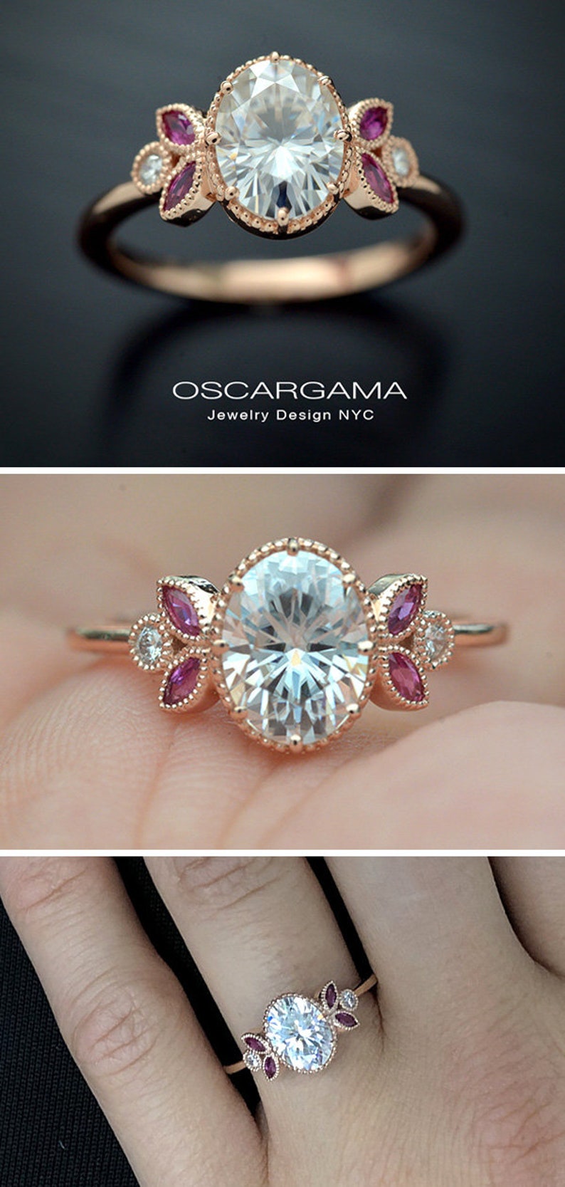 Vintage Inspired Engagement Ring With an Oval Moissanite Etsy Hong Kong