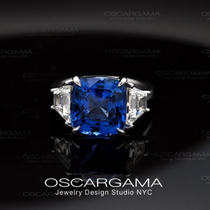 Natural Ceylon blue Sapphire GIA cert. with diamond traps unique engagement ring