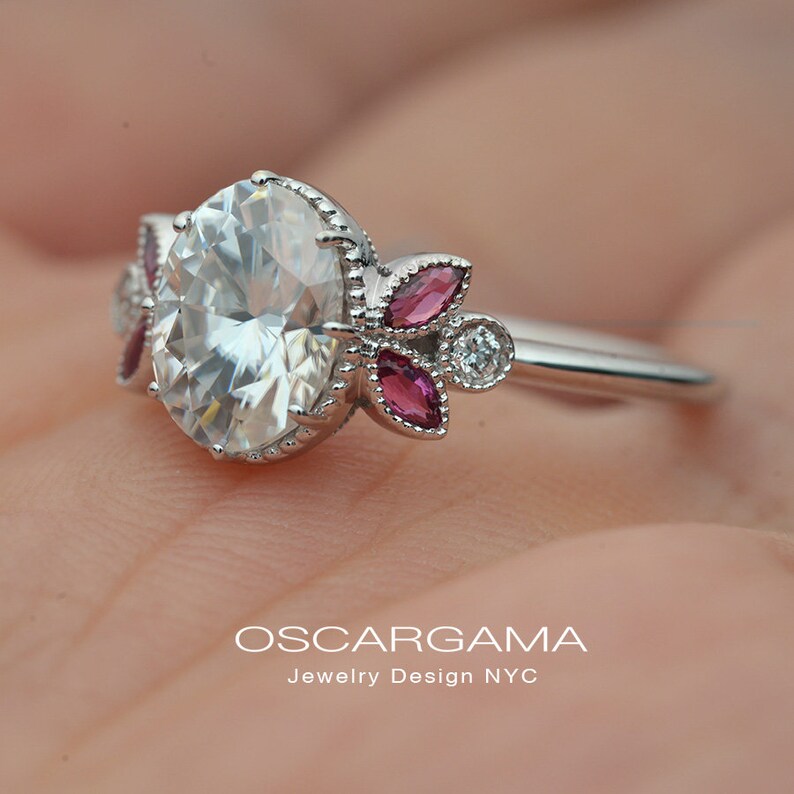 Vintage Inspired Engagement Ring With an Oval Moissanite Etsy Hong Kong