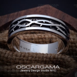 men wedding band 6mm wide crown of thorns