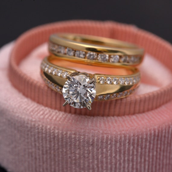 Yellow gold wedding on sale sets