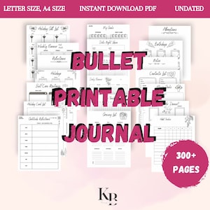 Journal Printable Trackers Bullet Pages Bundle Undated Premade Planner ...