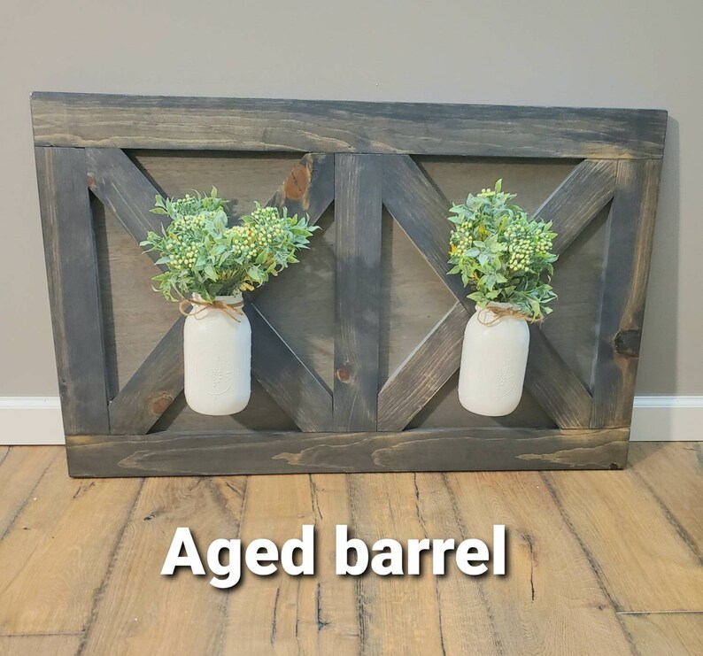 Barn door wall plaque with mason jars Farmhouse Living room Etsy