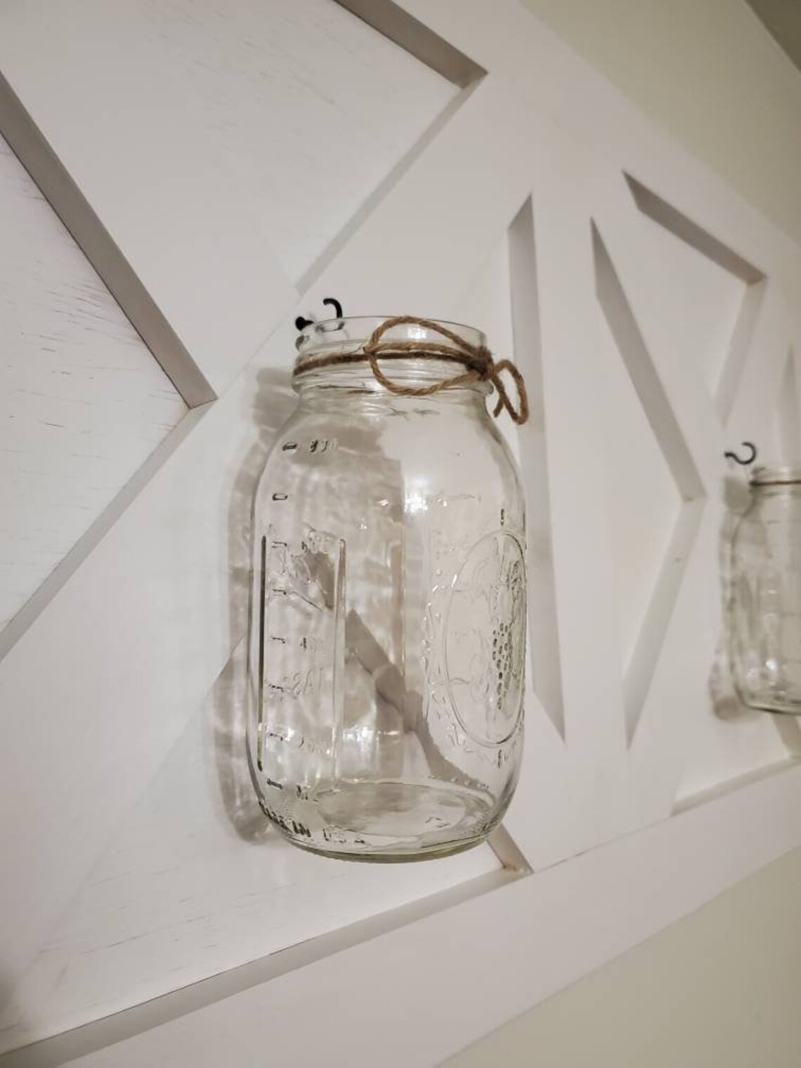 White Barn Door Wall Plaque With Mason Jars Farmhouse Living Etsy