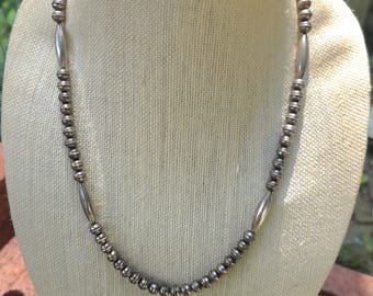 Vintage Native American Sterling Silver Navajo Pearl Necklace