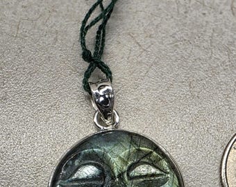 Labradorite Moon Face Pendant