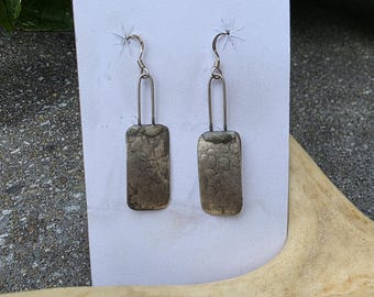 Native American Sterling Silver Hammered Dangle Earrings