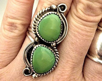 Custom made, Native American 2-stone crawler ring.
