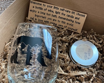 Caja de autocuidado de la naturaleza, caja de regalo de vino, regalos para amigos de la naturaleza, caja de regalo para el mejor amigo, caja de regalo de relajación