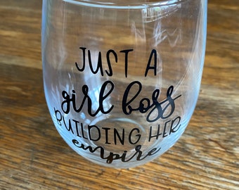 girl boss wine glass