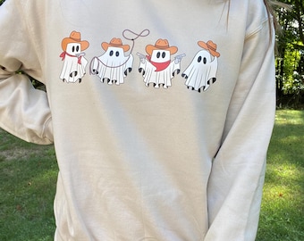 Ghost Cowboy Sweatshirt, Cute Halloween Sweatshirt, Western Fall Sweatshirt